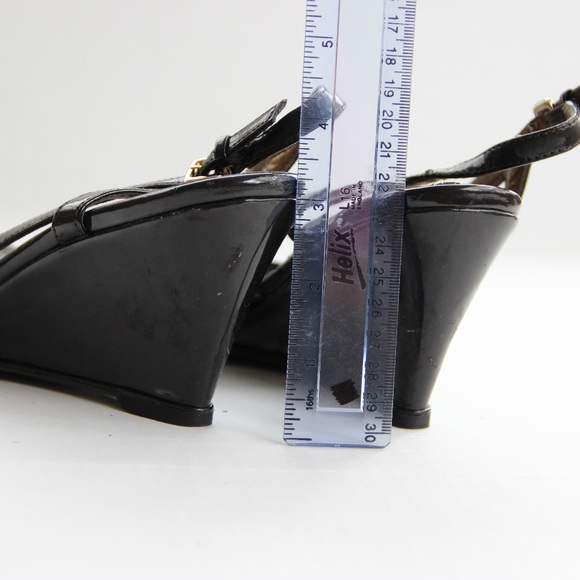 Ann Taylor Factory Brown Patent Slingback Wedge - Picture 3 of 4